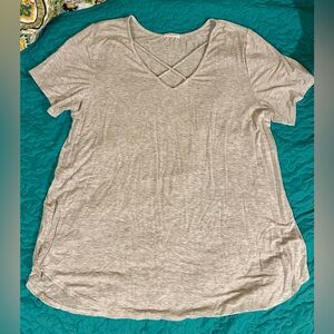 Women's Gray V-Neck Top
